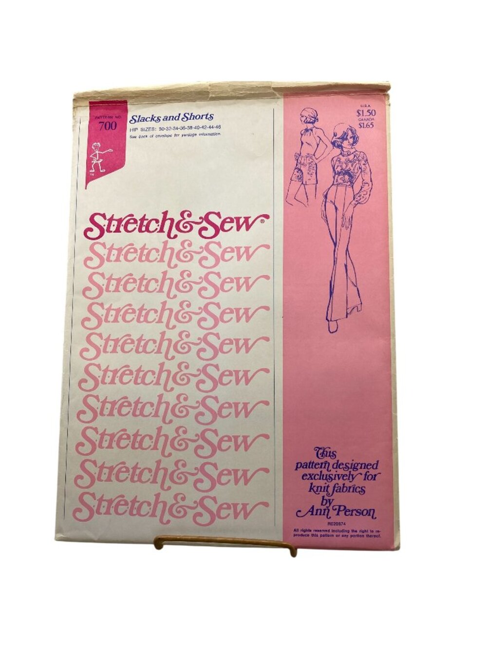 UNCUT Vintage Sewing PATTERN Stretch and Sew 700 by Ann Person Ladies 1974 Slack